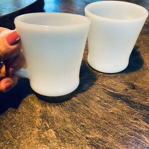 2 Vintage Milk Glass Anchor Hocking Mugs